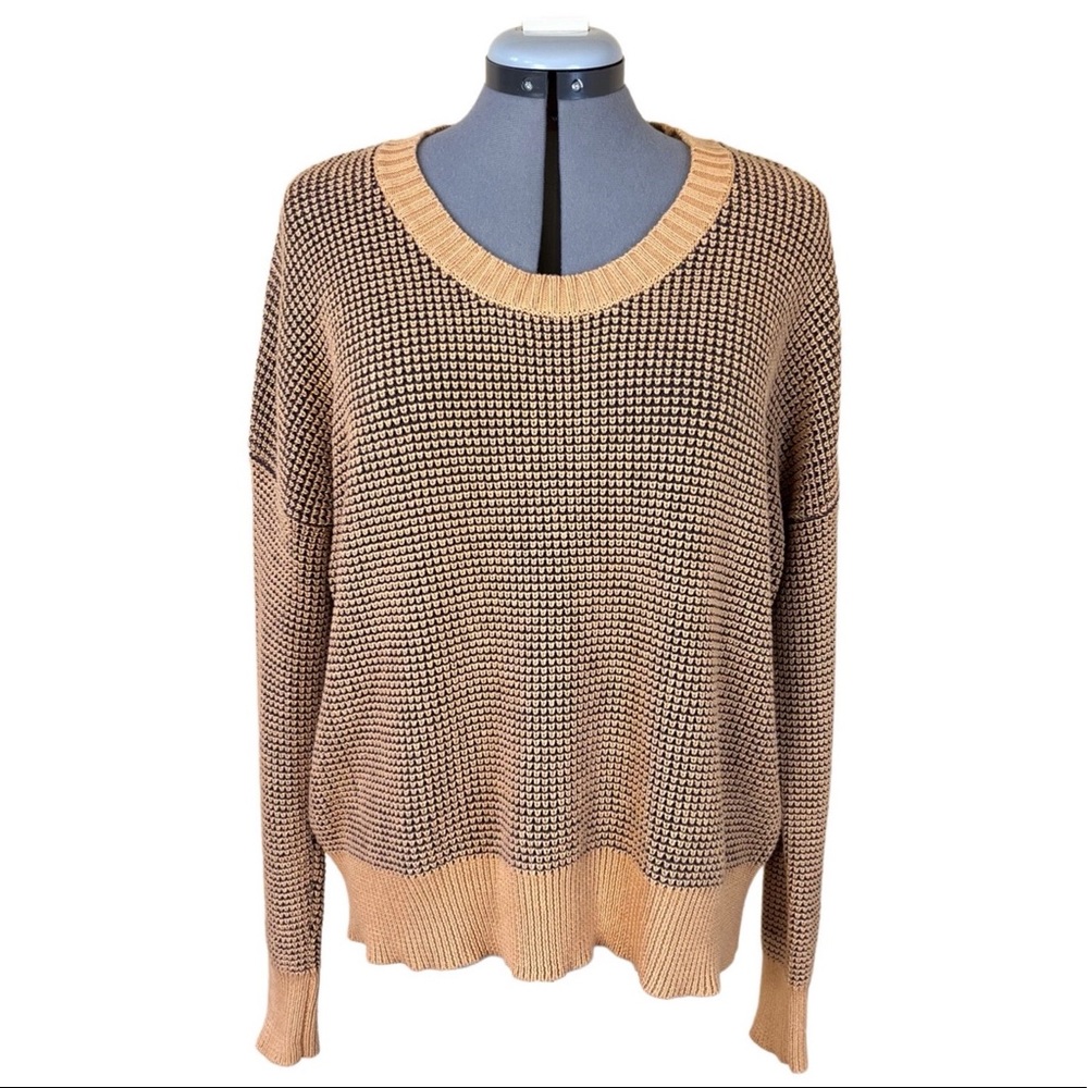 BCBGeneration Sweater L Large Mustard Cropped Cotton Long Sleeved Tan BCBG Knit